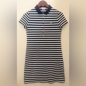 Lacoste Striped Polo dress in signature pique cotton fabric. Size 36.
